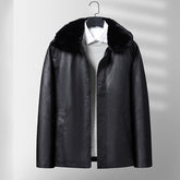 Кожаное пальто мужское зимнее на флисовой подкладке